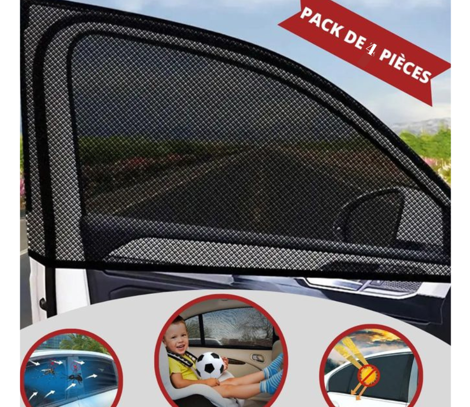 Pack Protection Fenêtre Auto 4 en 1  🚗 - Anti-Soleil 🌞 & Anti-Moustiques 🦟